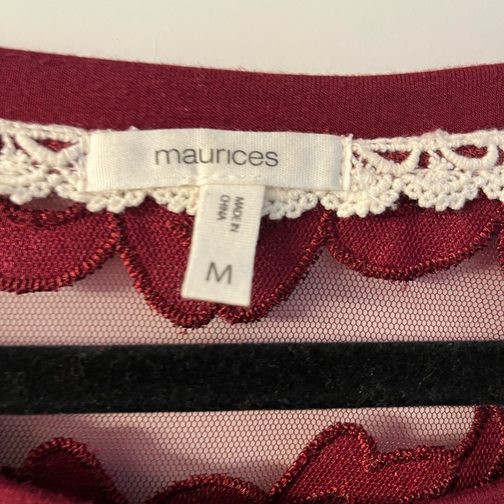 Maurice burgundy lace sweatshirt
